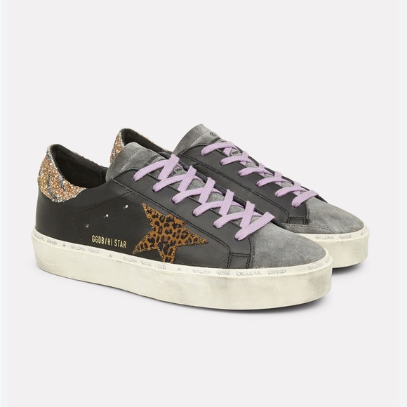 Auth Limited Edition Suede & Sparkly Hi Star Golden Goose Leopard Sneakers 39 - Picture 1 of 8